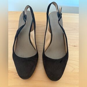 Barneys New York Brown Slingback Wedge